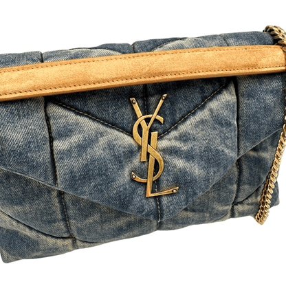 Borsa YSL puffer denim small loulou in blu rodeo. Borse usate originali di lusso