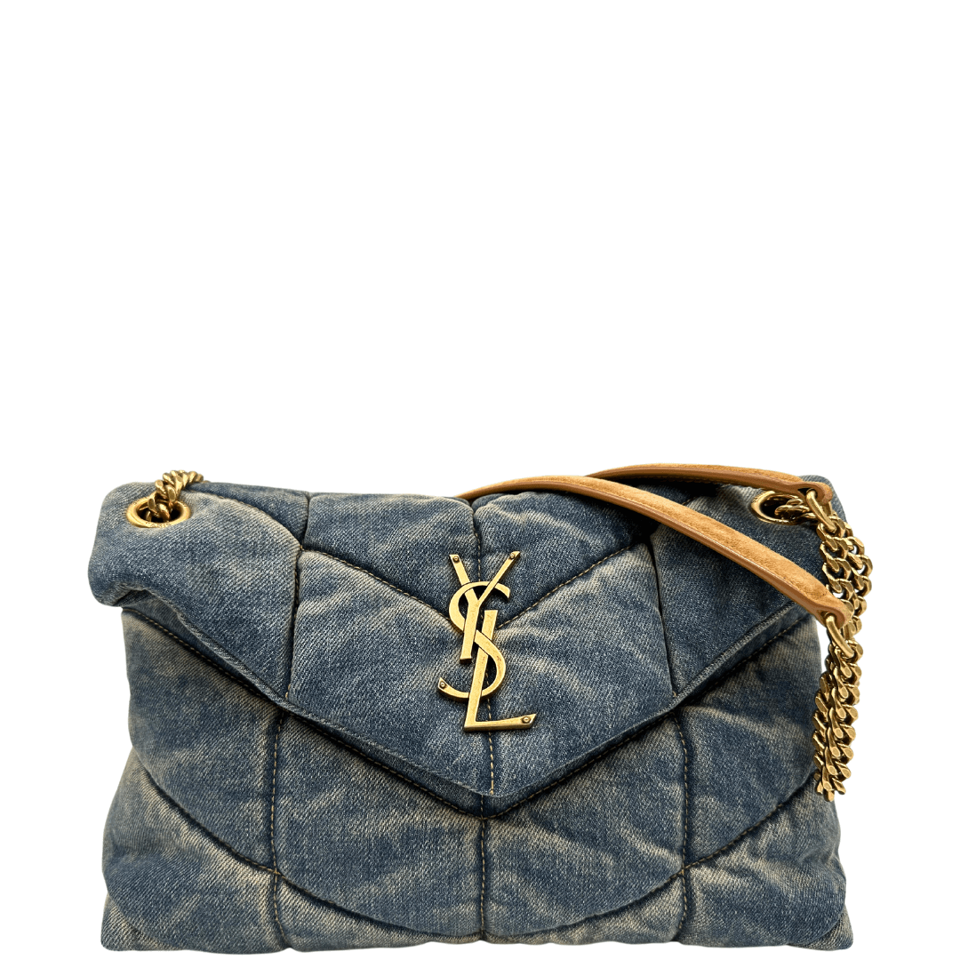 Borsa YSL puffer denim small loulou in blu rodeo. Borse usate originali di lusso