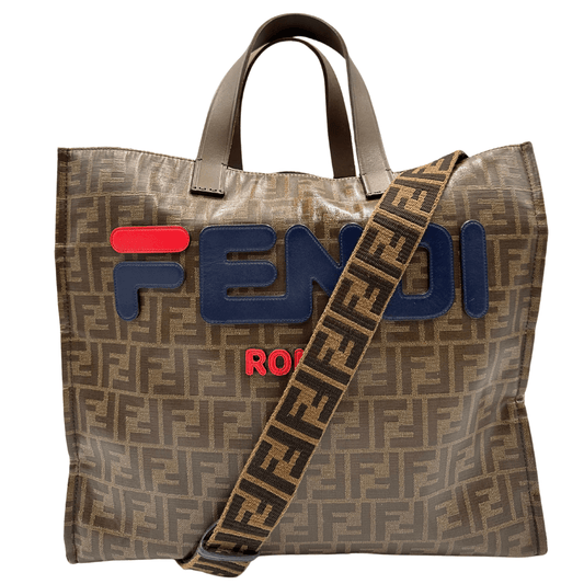 Maxi shopper Fendi roma in tela cerata trama ff. Borse di lusso usate ed originali