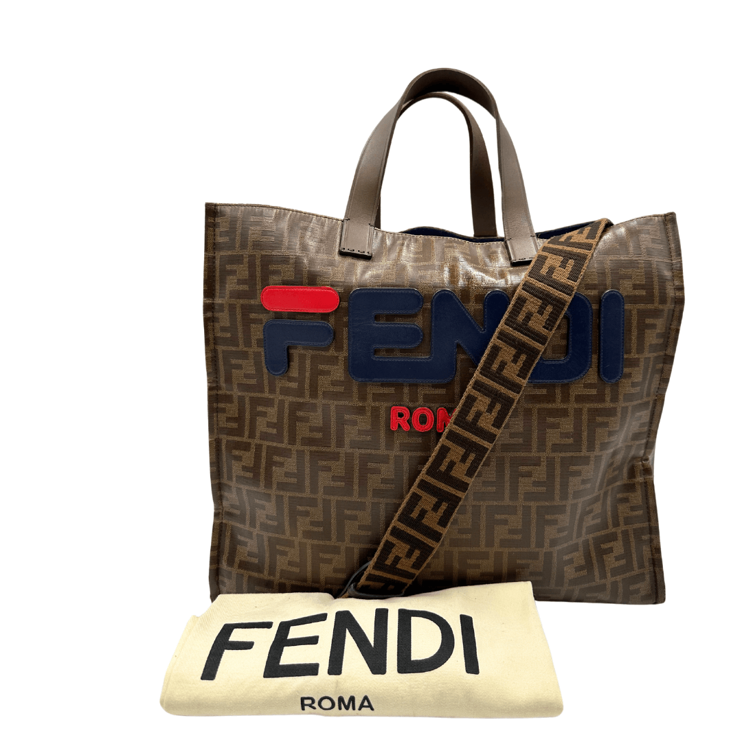 Maxi shopper Fendi roma in tela cerata trama ff. Borse di lusso usate ed originali