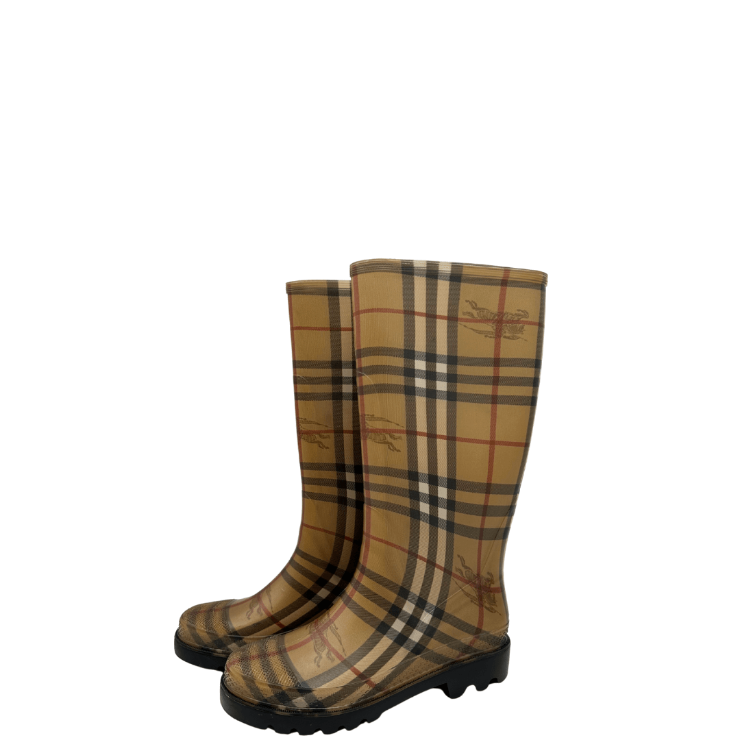 Stivali Burberry tartan da pioggia. Scarpe di lusso usate ed originali