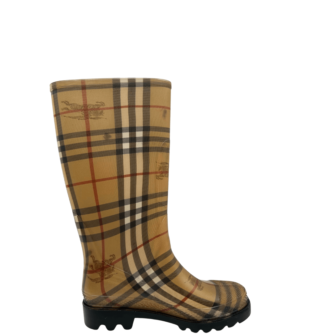 Stivali Burberry tartan da pioggia. Scarpe di lusso usate ed originali