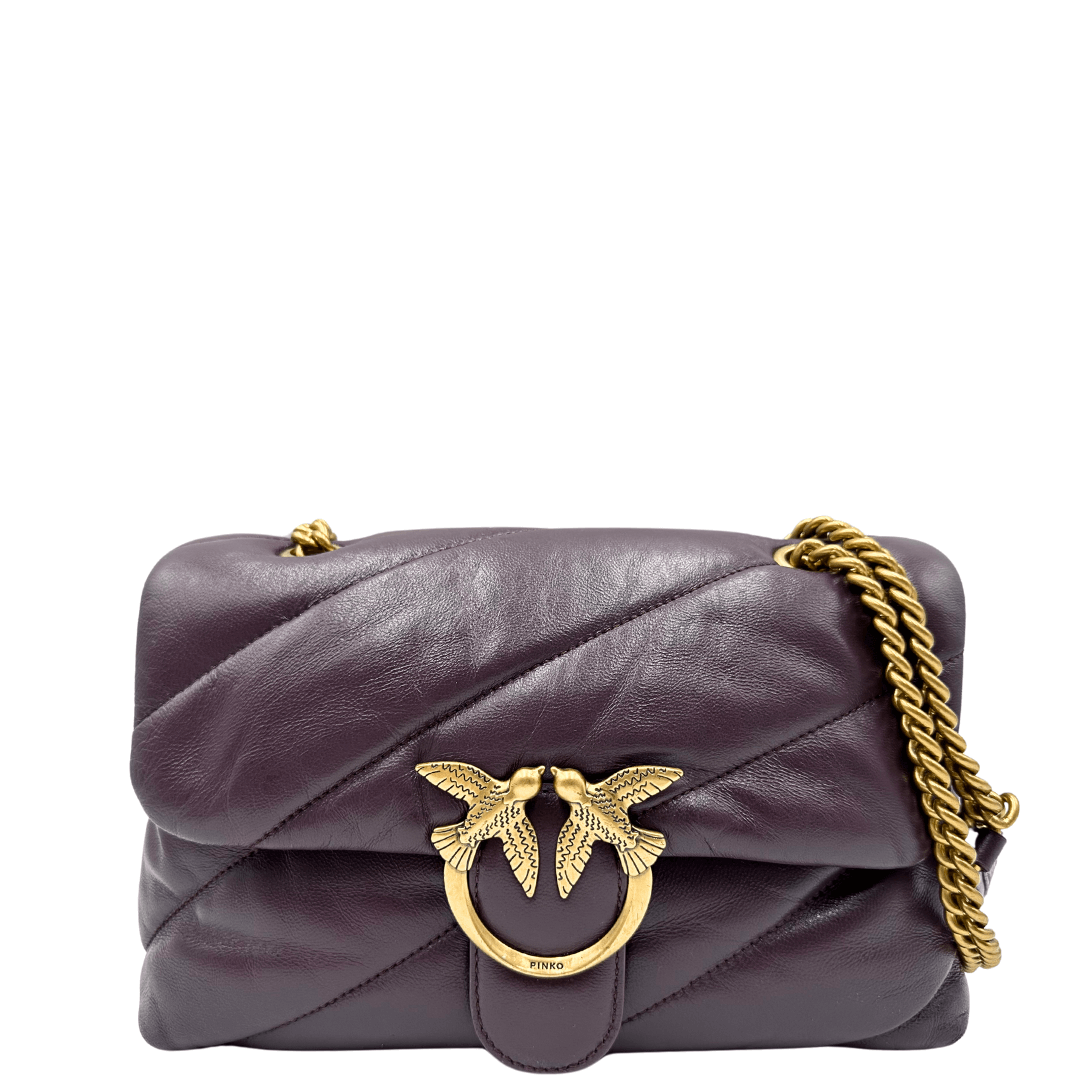 Borsa Pinko Love bag puff classic in pelle melanzana. Borse usate originali di lusso