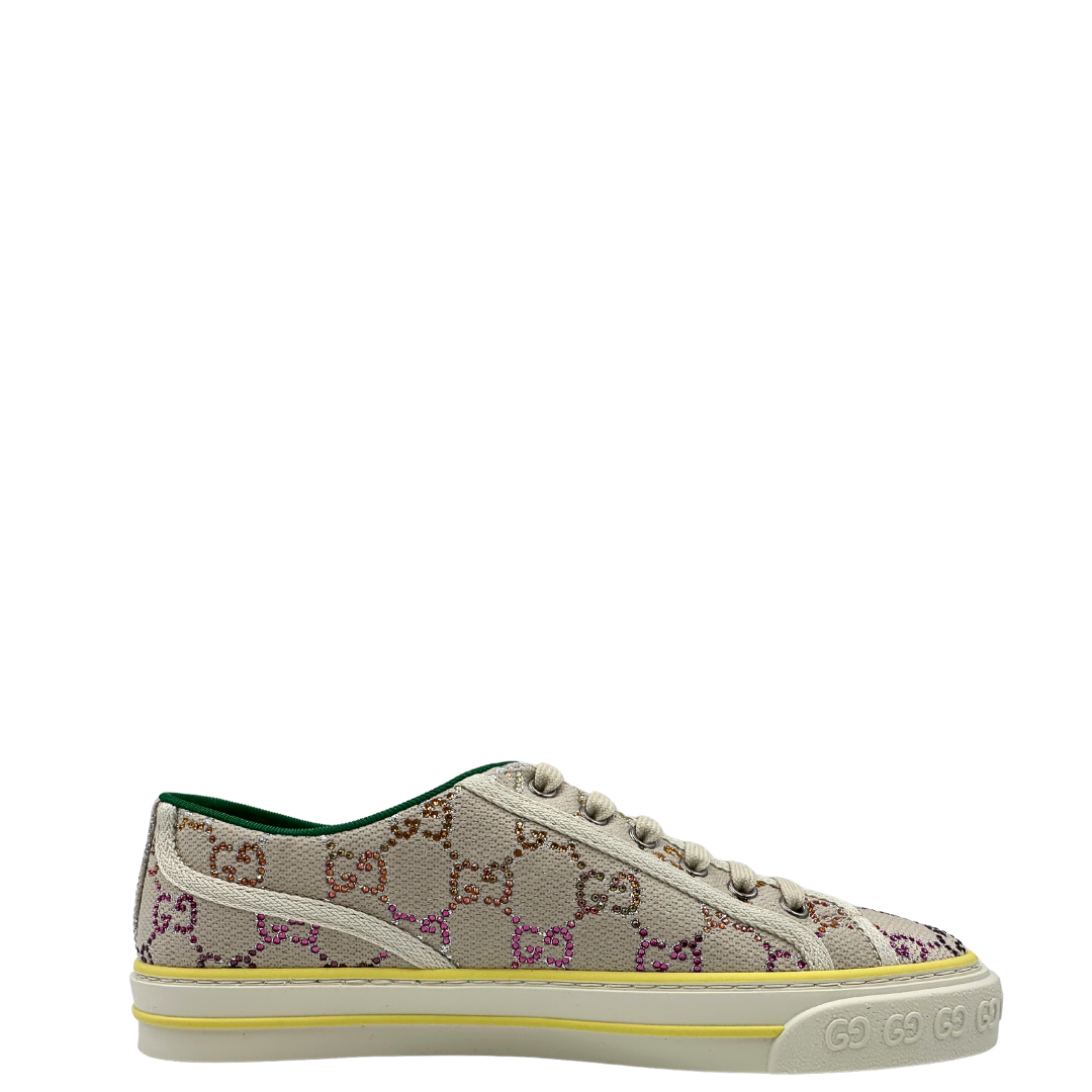 Sneakers Gucci Tennis 1977 in gg crystal. Scarpe usate originali