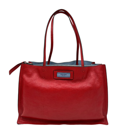 Shopping Prada glacé calf rosso fuoco ed astrale. 1BG122. Borse di lusso usate ed originale