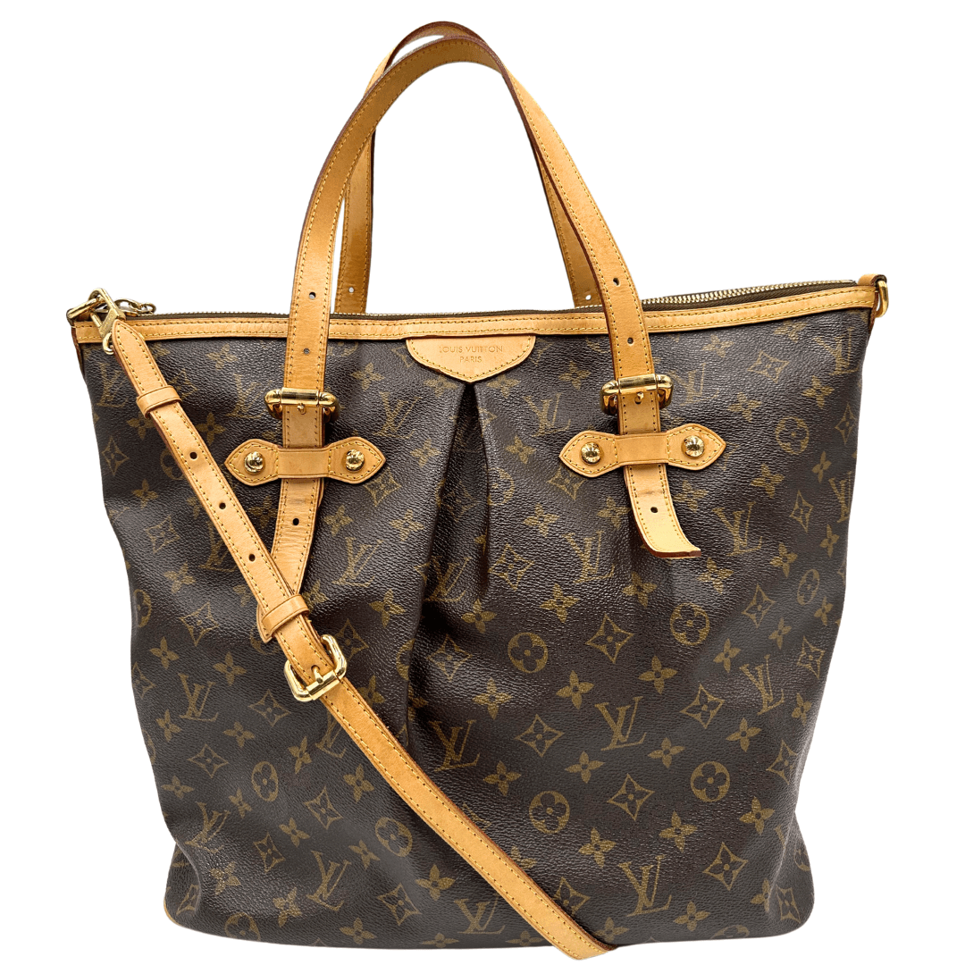 Louis Vuitton Palermo GM: spaziosa e versatile borsa in Monogram Canvas con dettagli in vacchetta naturale, ideale per un look elegante e funzionale.