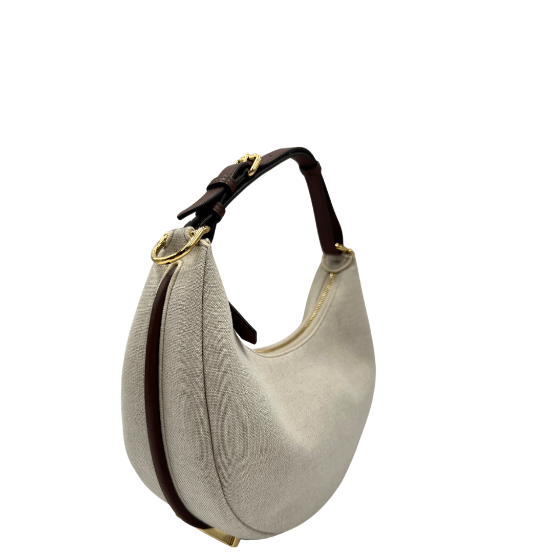 Borsa Fendigraphy Small Fendi in tessuto beige