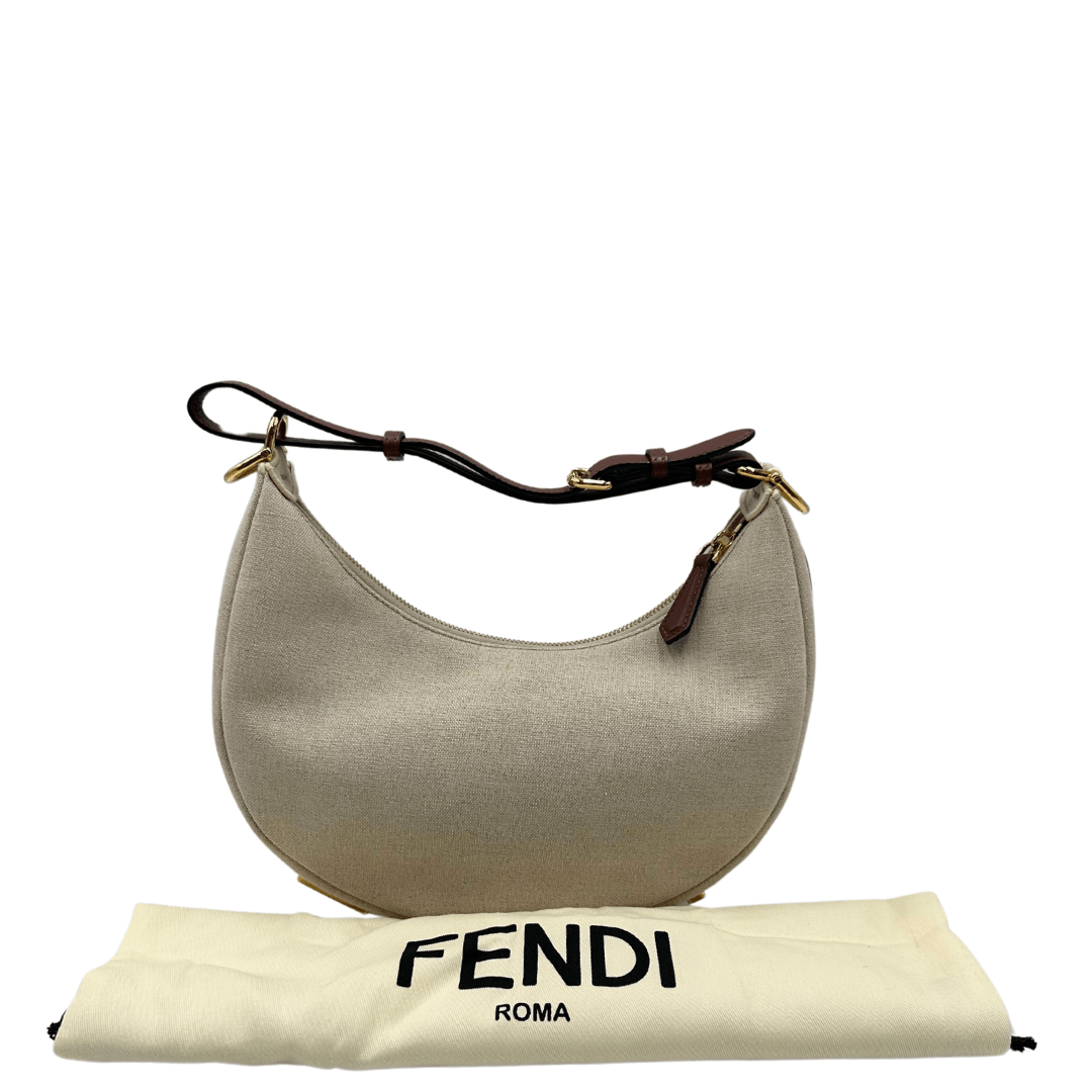 Borsa Fendigraphy Small Fendi in tessuto beige