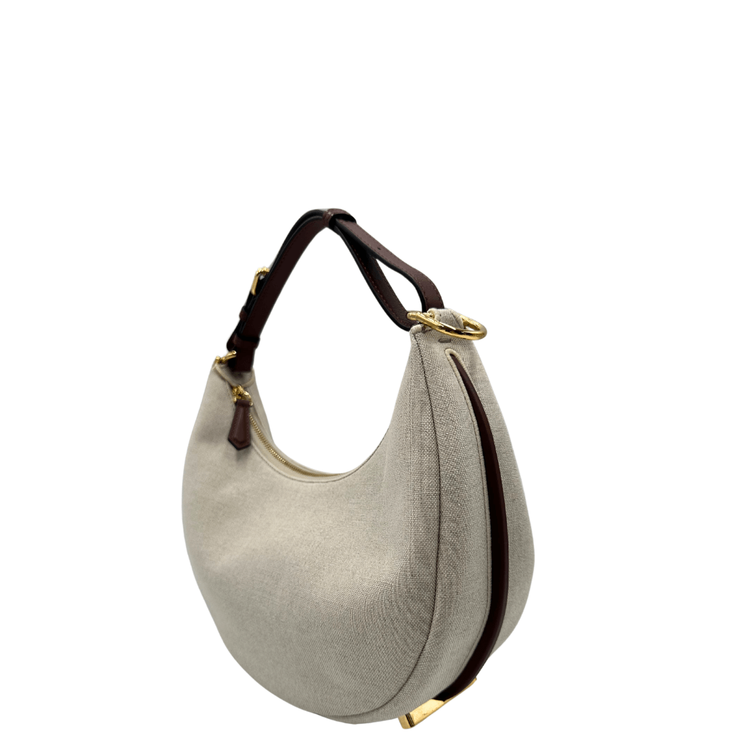 Borsa Fendigraphy Small Fendi in tessuto beige