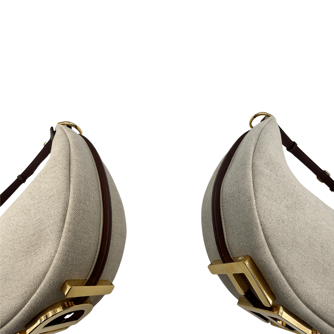 Borsa Fendigraphy Small Fendi in tessuto beige