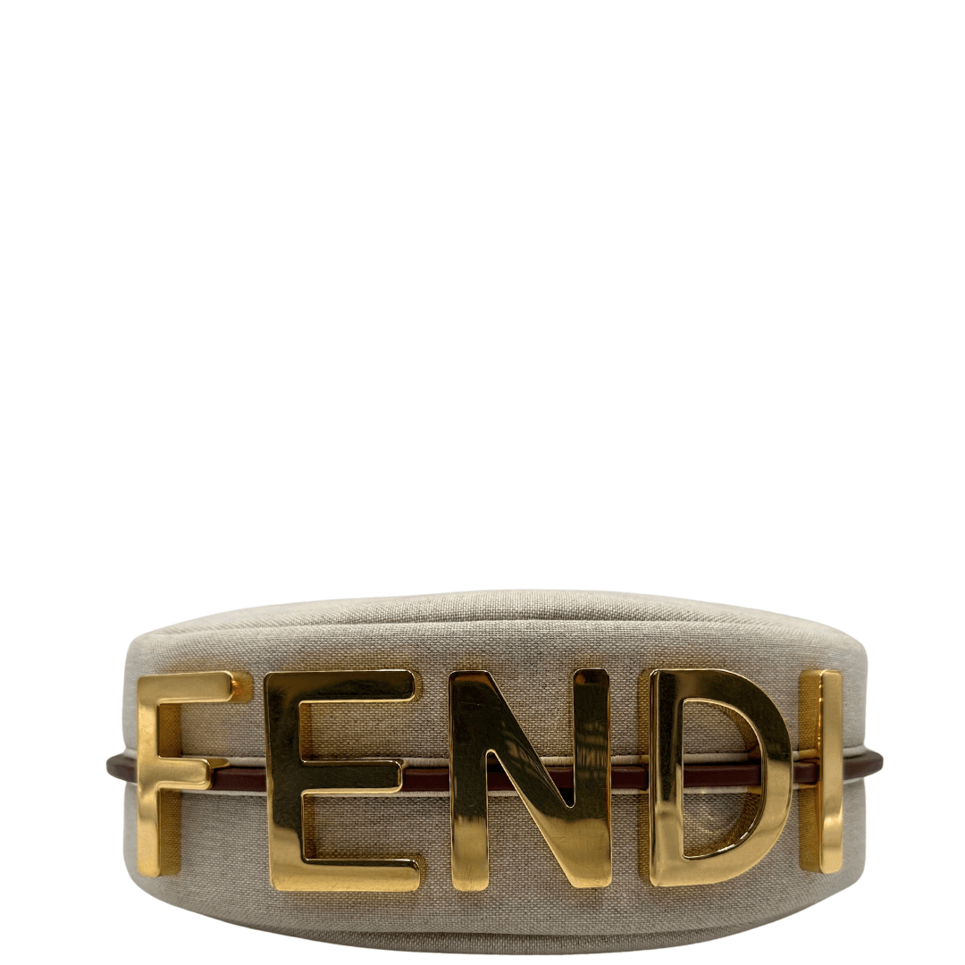 Borsa Fendigraphy Small Fendi in tessuto beige