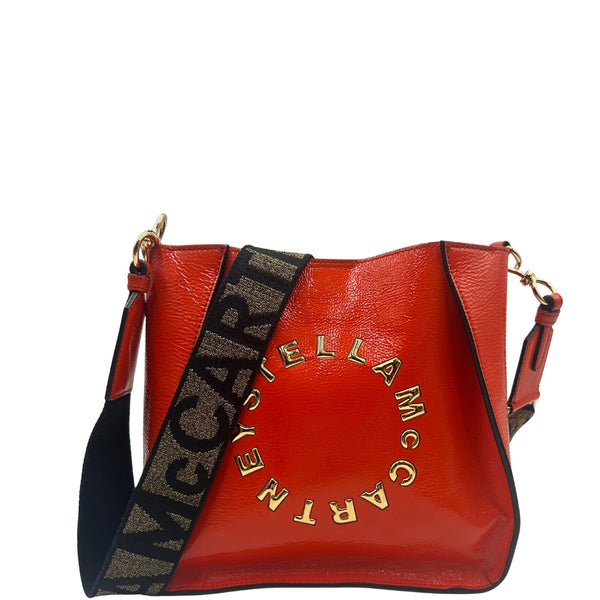Tracolla Stella McCartney con logo arancione corallo
