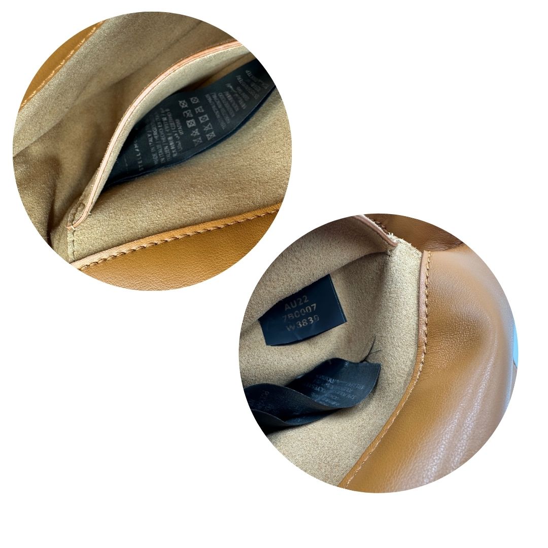 Borsa Stella McCartney in pelle color marrone bruciato con parti metalliche argentate e dorate. Completa di dustbag.