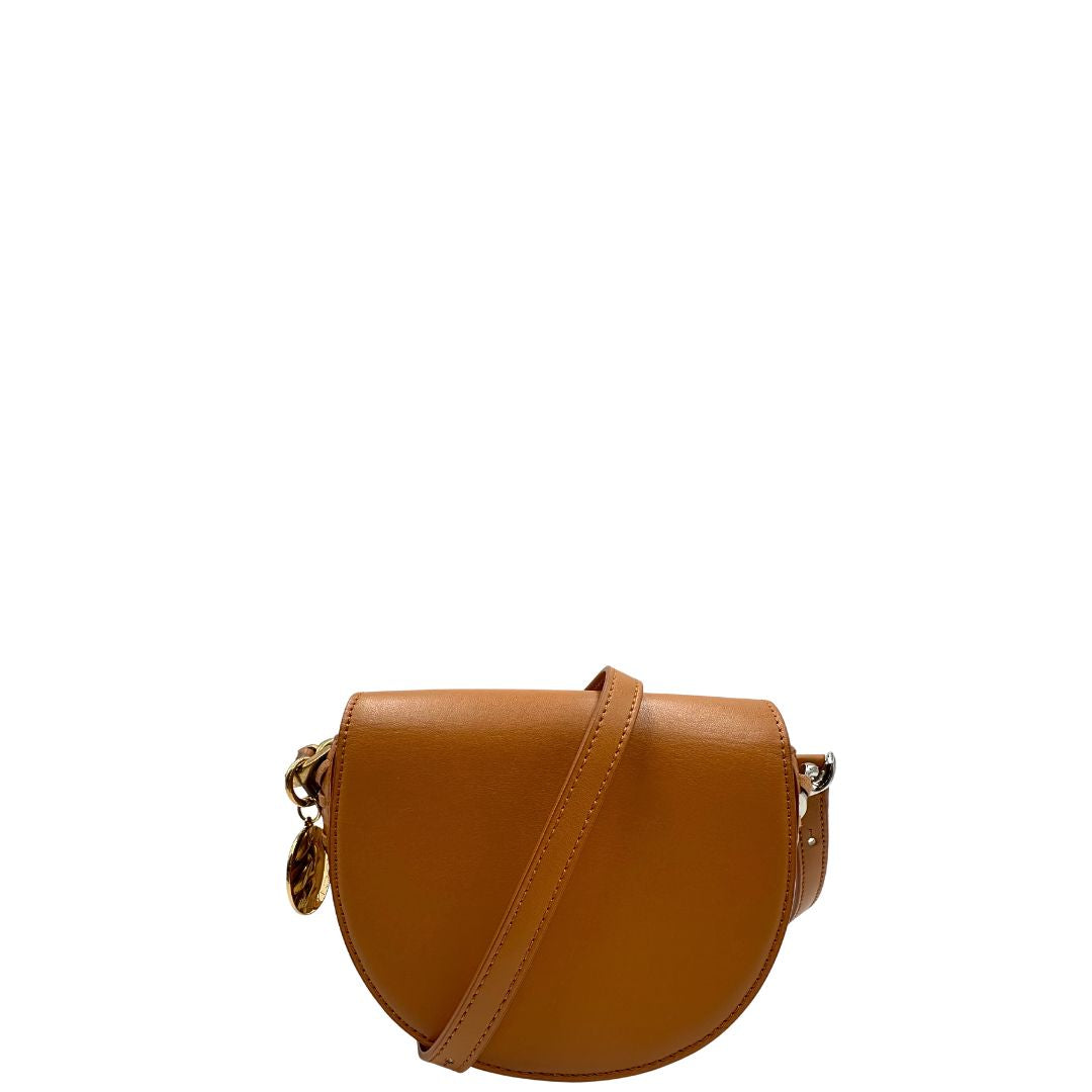 Borsa Stella McCartney in pelle color marrone bruciato con parti metalliche argentate e dorate. Completa di dustbag.
