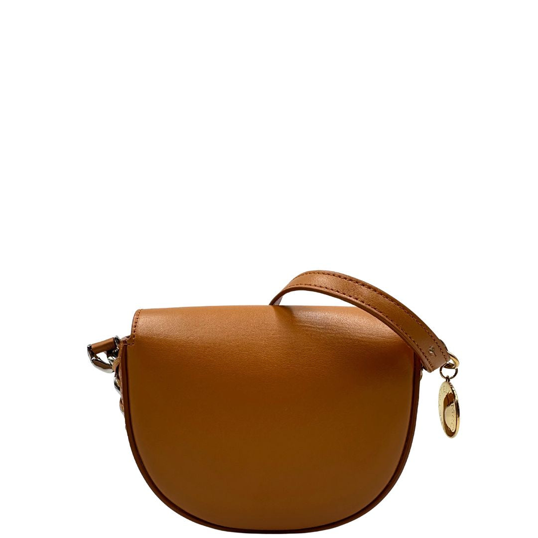 Borsa Stella McCartney in pelle color marrone bruciato con parti metalliche argentate e dorate. Completa di dustbag.