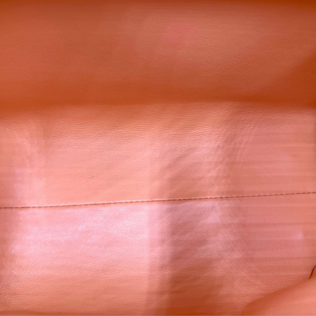 interno Borsa Salvatore Ferragamo in pelle color albicocca con parti metalliche dorate; munita di un manico stondato e una tracolla amovibile e regolabile. Completa di corredo, di lusso, originale, ottime condizioni. 