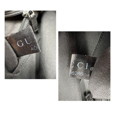 interno Borsa Gucci in tessuto GG monogram con finiture in pelle tono su tono e parti metalliche argentate; munita di un manico singolo, indossabile a spalla, di lusso, originale, ottime condizioni.