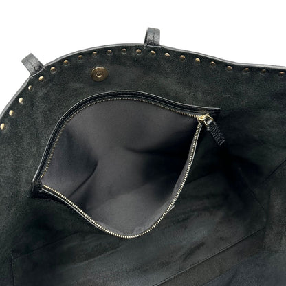 Borsa Valentino Garavani in pelle nera con parti metalliche dorate, impreziosita da borchie piramidali sulle finiture superiori; munita di doppi manici, di lusso, originale, ottimo stato.