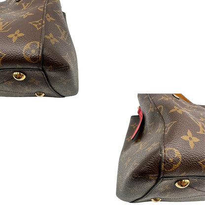 Borsa Louis Vuitton in canvas marrone monogram con finiture in pelle multicolore e parti metalliche dorate; munita di doppi manici intrecciati e una tracolla amovibile. Completa di lucchetto e chiavi, di lusso, originale, ottime condizioni. angoli