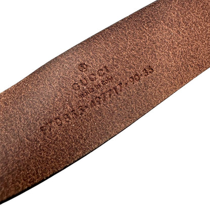 Cintura Gucci in pelle color testa di moro con parti metalliche tono su tono, di lusso, originale, ottime condizioni.