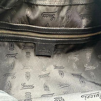 interno  Borsa Gucci in pelle nera con parti metalliche dorate; munita di doppi manici e una tracolla amovibile. Completa di dustbag, di lusso, originale, ottime condizioni.