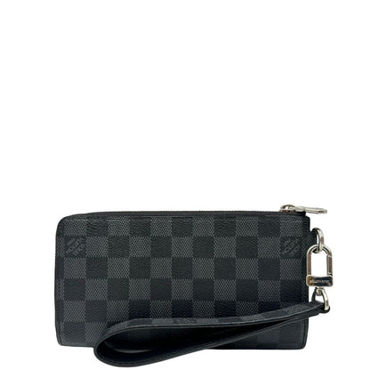 retro Portafoglio Louis Vuitton in canvas Damier Graphite con parti metalliche argentate; munito di un polsino. Completo di corredo, di lusso, originale, ottime condizioni. 