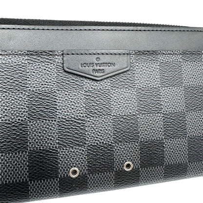 front Portafoglio Louis Vuitton in canvas Damier Graphite con parti metalliche argentate; munito di un polsino. Completo di corredo, di lusso, originale, ottime condizioni. 