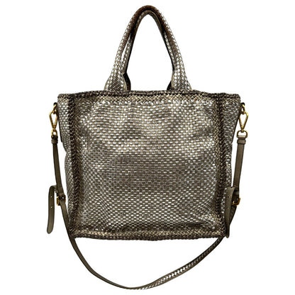 Satchel Madras Prada in pelle intrecciata