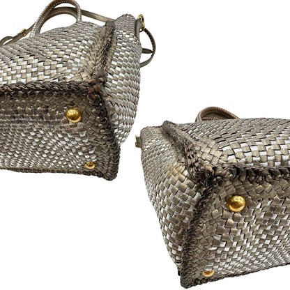 Satchel Madras Prada in pelle intrecciata