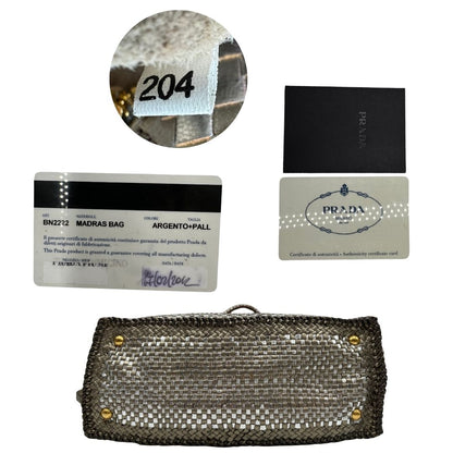 Satchel Madras Prada in pelle intrecciata