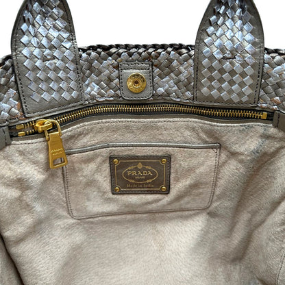 Satchel Madras Prada in pelle intrecciata
