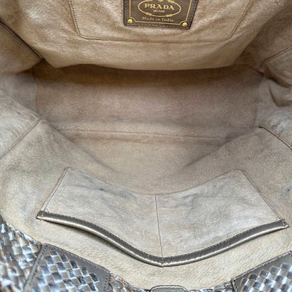 Satchel Madras Prada in pelle intrecciata