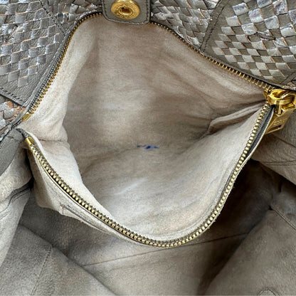 Satchel Madras Prada in pelle intrecciata