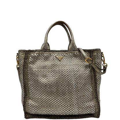 Satchel Madras Prada in pelle intrecciata