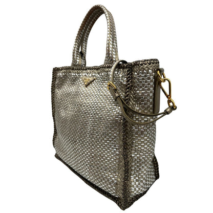 Satchel Madras Prada in pelle intrecciata