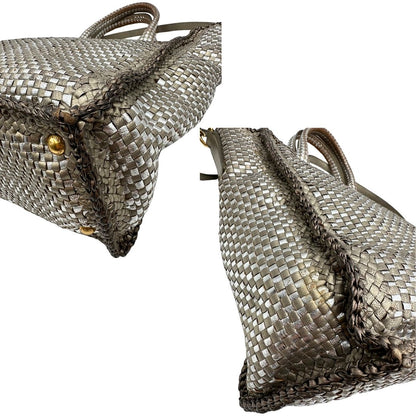 Satchel Madras Prada in pelle intrecciata