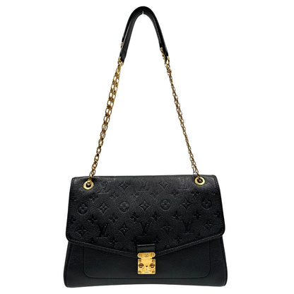 front Borsa Louis Vuitton in pelle nera monogram Empreinte con parti metalliche dorate; munita di una tracolla scorrevole in catena con spallaccio in pelle, di lusso, originale, ottime condizioni. 