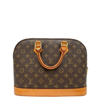 retro Borsa Louis Vuitton in canvas marrone monogram con finiture in vacchetta naturale e parti metalliche dorate; munita di doppi manici stondati, da portare a mano. Completa di chiavi e lucchetto, di lusso, originale, ottime condizioni. 