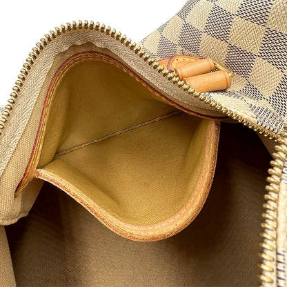  Borsa Speedy 30 Louis Vuitton in canvas Damier Azur con finiture in vacchetta naturale e parti metalliche dorate. Completo di lucchetto, chiavi e corredo, di lusso, originale, ottime condizioni.