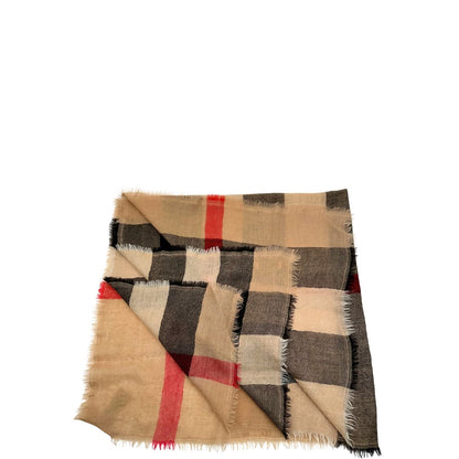 Scialle Burberry 100% lana trama tartan sui toni del beige, di lusso, originale, ottime condizioni.