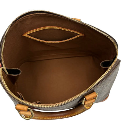 interno Borsa Louis Vuitton in canvas marrone monogram con finiture in vacchetta naturale e parti metalliche dorate; munita di doppi manici stondati, da portare a mano, di lusso, originale, ottime condizioni.