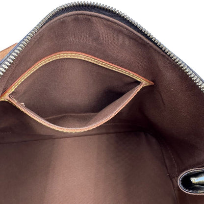 interno Borsa Louis Vuitton in canvas marrone monogram con finiture in vacchetta naturale e parti metalliche dorate; munita di doppi manici stondati, da portare a mano, di lusso, originale, ottime condizioni.