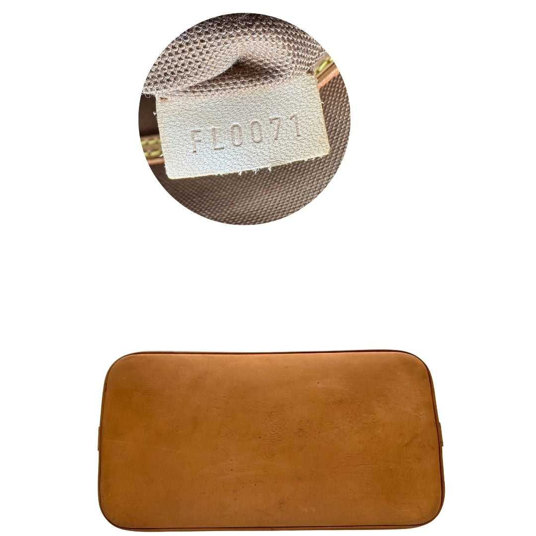 base Borsa Louis Vuitton in canvas marrone monogram con finiture in vacchetta naturale e parti metalliche dorate; munita di doppi manici stondati, da portare a mano, di lusso, originale, ottime condizioni. 