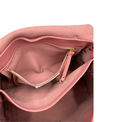 Tasca di una Borsa Zanellato in pelle rosa con parti metalliche in oro chiaro munita di un manico singolo e una tracolla amovibile e regolabile. Originale, usata, di lusso, in ottime condizioni