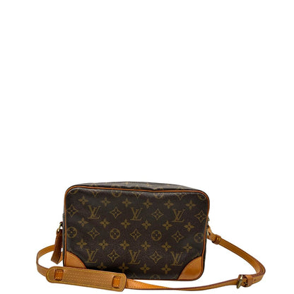 retro Borsa Louis Vuitton in canvas marrone monogram con finiture in vacchetta naturale e parti metalliche dorate; munita di una tracolla regolabile, di lusso, originale, ottime condizioni. 