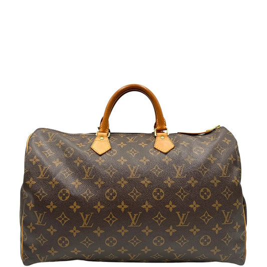 front Borsa Louis Vuitton in canvas marrone monogram con finiture in vacchetta naturale e parti metalliche dorate; munita di doppi manici, da portare a mano. Completa di lucchetto, chiavi e dustbag, di lusso, originale, ottime condizioni, usata. 