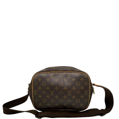 Borsa L.V. in canvas marrone monogram con parti metalliche dorate e finiture in vacchetta naturale; munita di una tracolla in tessuto regolabile, di lusso, originale, ottime condizioni.