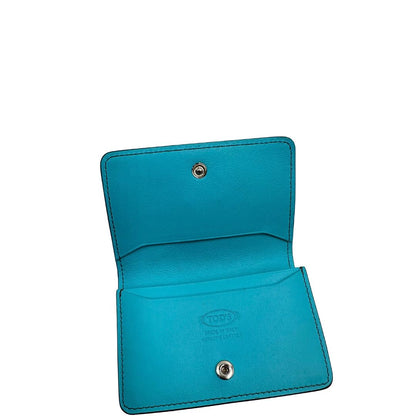 Portafoglio Tod's in pelle color turchese con parti metalliche argentate. Completo di corredo, di lusso, originale, ottime condizioni.