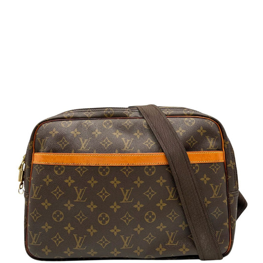Front di una Borsa LV in canvas marrone monogram con finiture in vacchetta naturale e metalleria dorata, munita di una tracolla in tessuto regolabile. Completa di dustbag, lucchetti e chiavi. Originale, usata, di lusso, in ottime condizioni