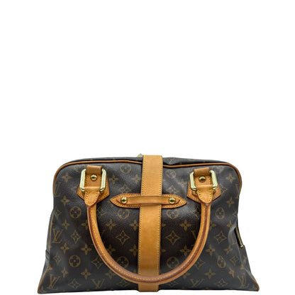 retro  Borsa Louis Vuitton in canvas marrone monogram con finiture in vacchetta naturale e parti metalliche dorate; munita di doppi manici, di lusso, originale, ottime condizioni. 